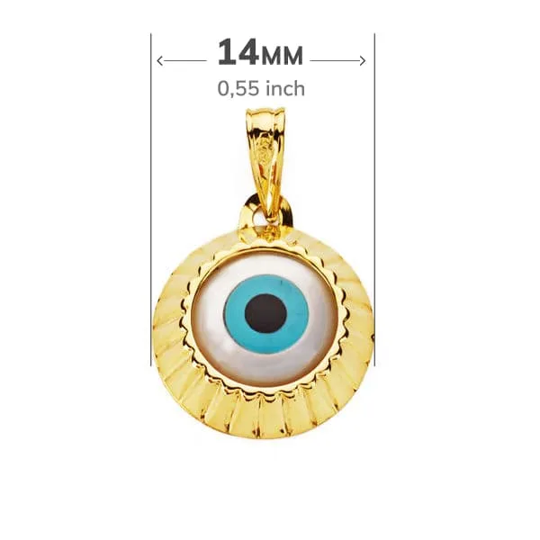 18K COLGANTE ORO AMARILLO AMULETO OJO TURCO 14 MM — vista 2