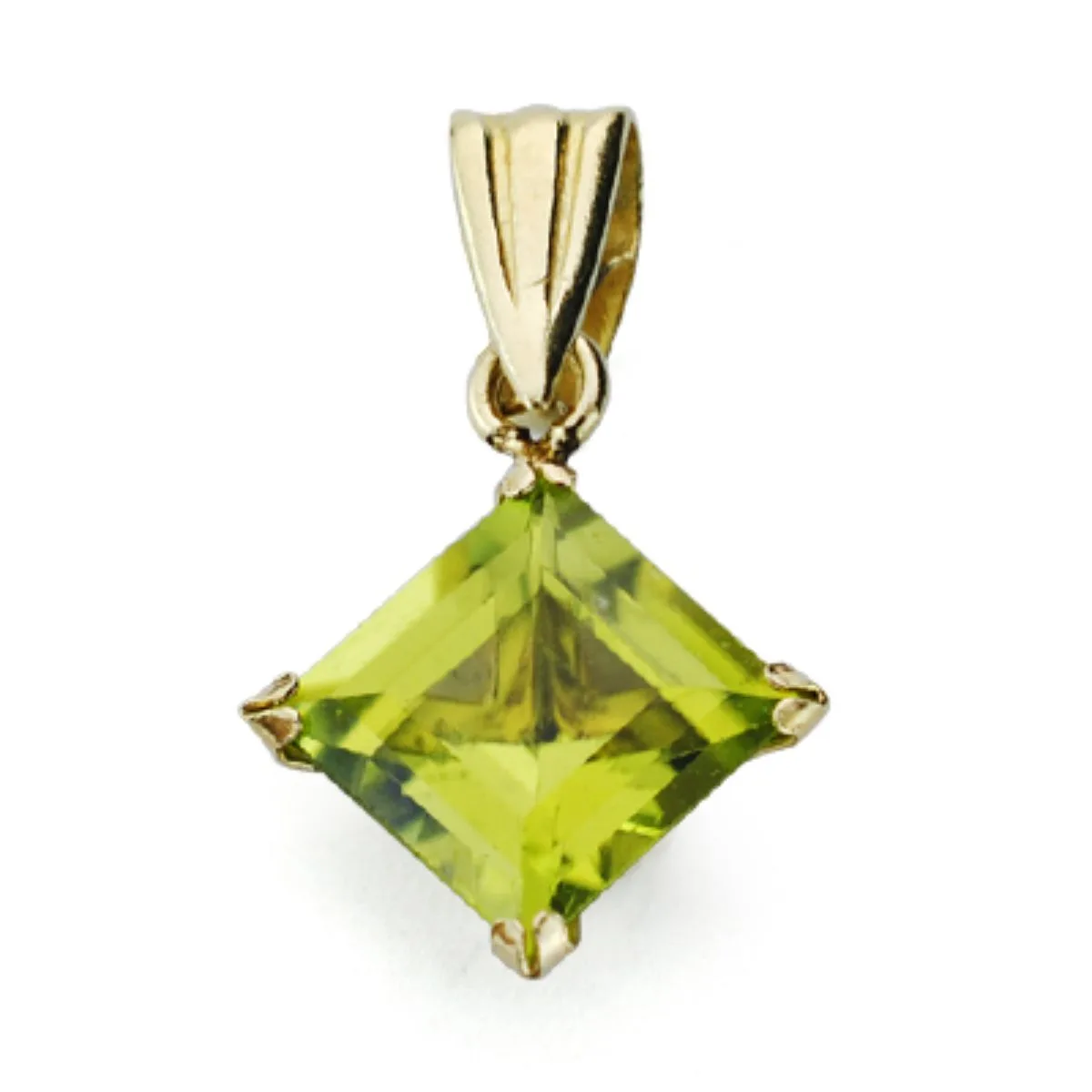 9K COLGANTE ORO AMARILLO OLIVINA CON GARRAS TALLA ROMBO. 6X6 MM