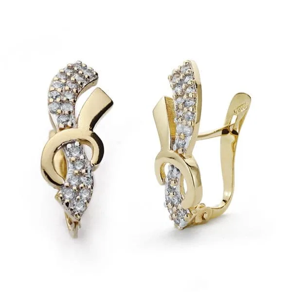 18K PENDIENTES ORO BICOLOR CIRCONITA 18X7 MM CIERRE CATALAN