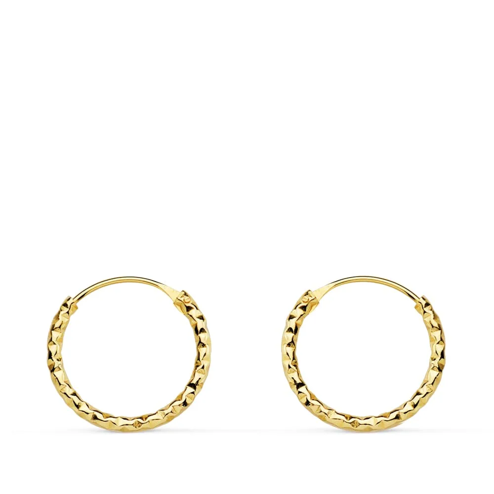 18K AROS ORO AMARILLO RETORCIDO TALLADO 13X1.30 MM