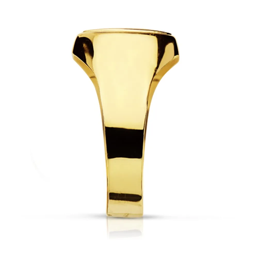 18K SELLO ORO AMARILLO CABALLERO HUECO CABEZA TONEL. ZONA GRABADO: 10X9 MM — vista 2