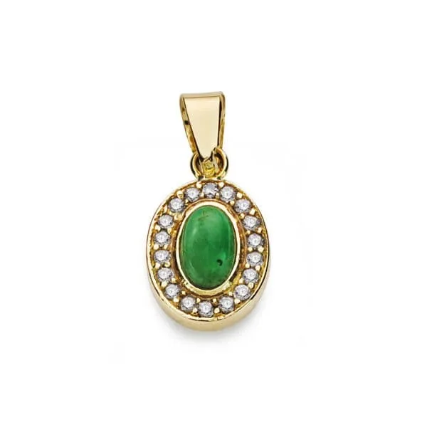 18K COLGANTE ORO AMARILLO PIEDRA VERDE MOTIVO 9X7 MM
