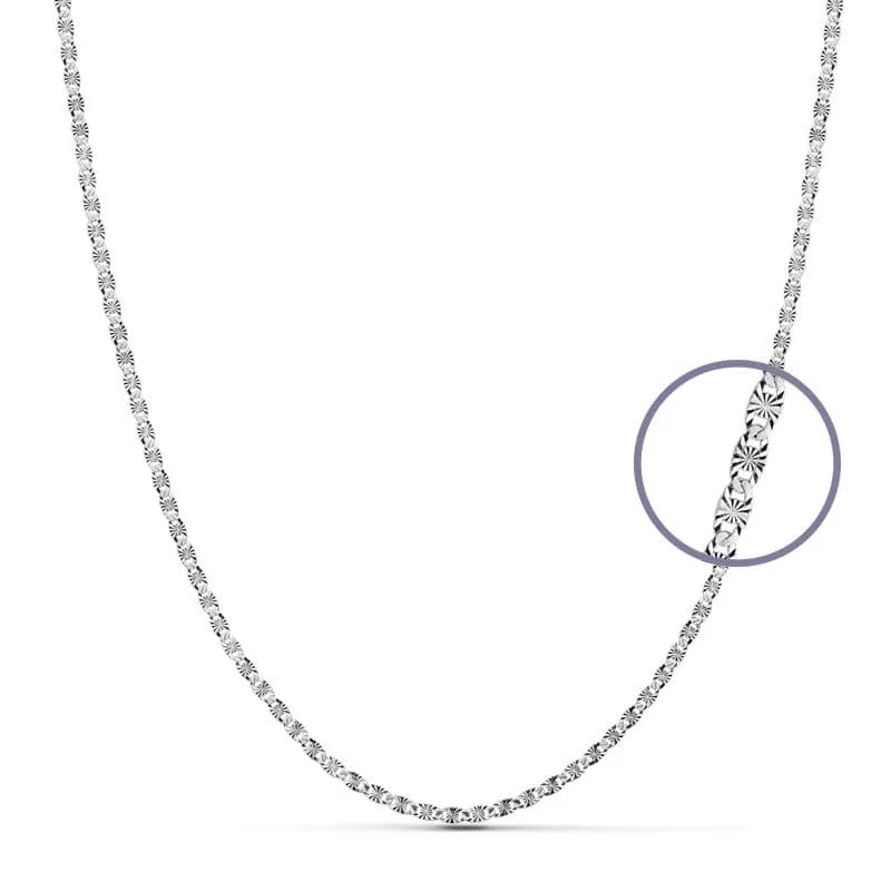 18K CADENA MACIZA DIAMANTADA ORO BLANCO 45CM 2 MM