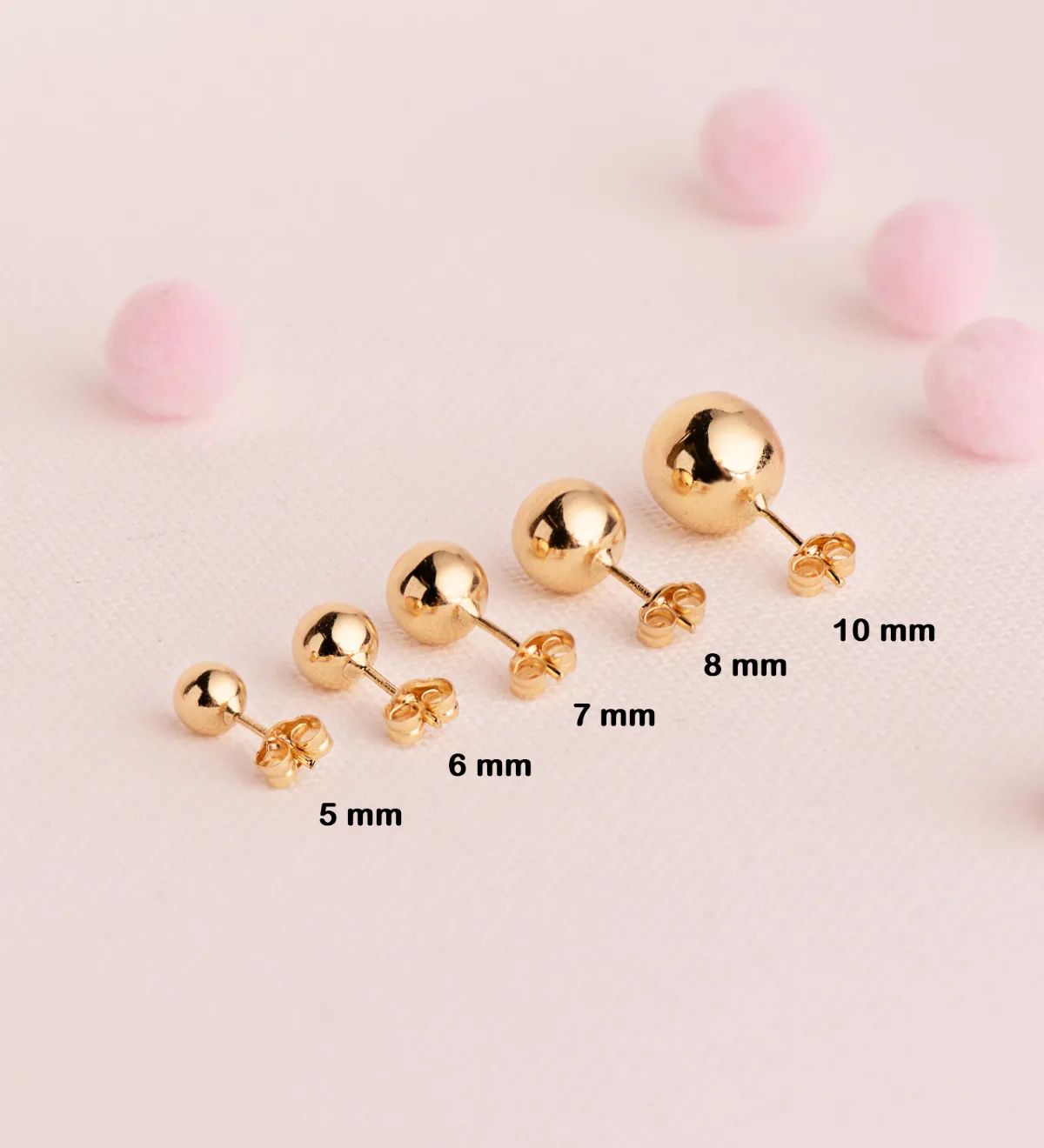 18K PENDIENTES ORO AMARILLO BOLA LISA BRILLA HUECA. ANCHO: 7 MM. CIERRE PRESION — vista 3