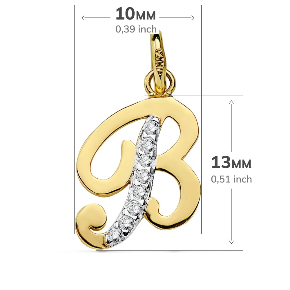 18K COLGANTE ORO BICOLOR LETRA B CIRCONITA 13X10 MM — vista 2