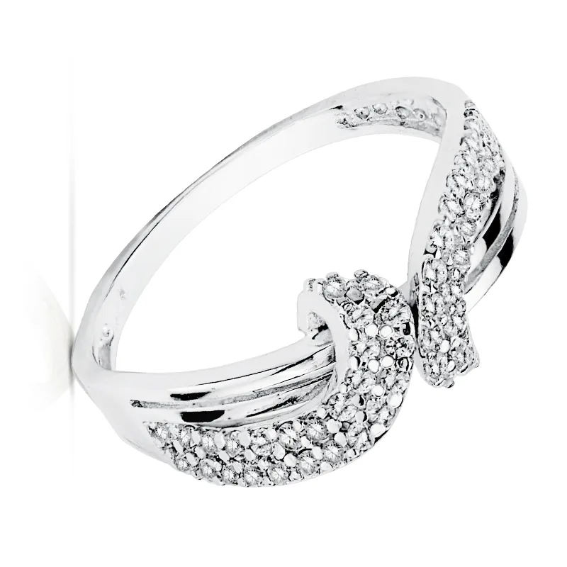 18K SORTIJA ORO BLANCO LAZO CON CIRCONITAS. ANCHO: 7 MM