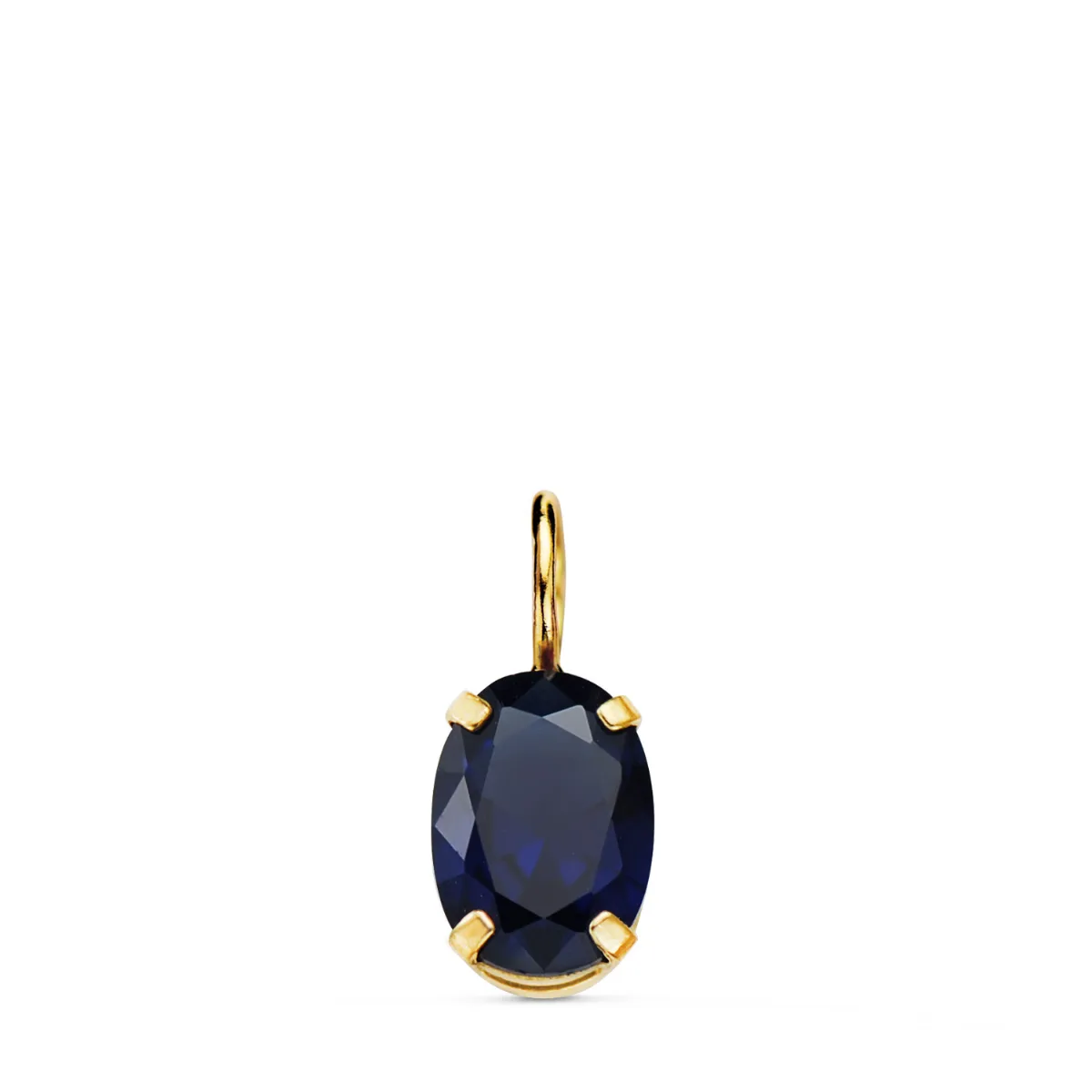 18K COLGANTE ORO AMARILLO OVAL PIEDRA COLOR AZUL 7 X 5 MM.