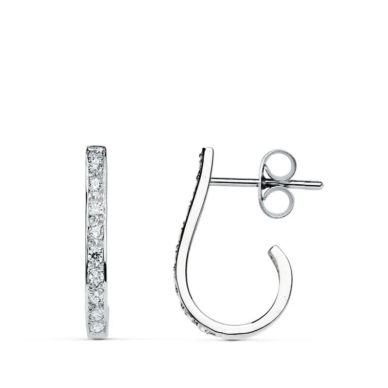18K PENDIENTES ORO BLANCO CIRCONITA 18X2 MM CIERRE PRESION