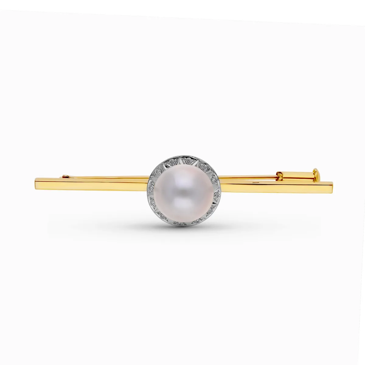 18K ALFILER ORO BICOLOR PERLA JAPONESA 57X14 MM