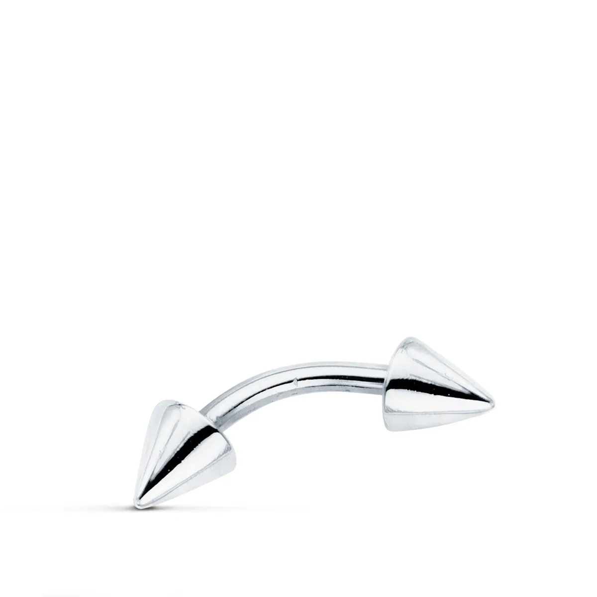 9K PIERCING ORO BLANCO DE CEJA CON DOS PINCHOS. 15X4 MM