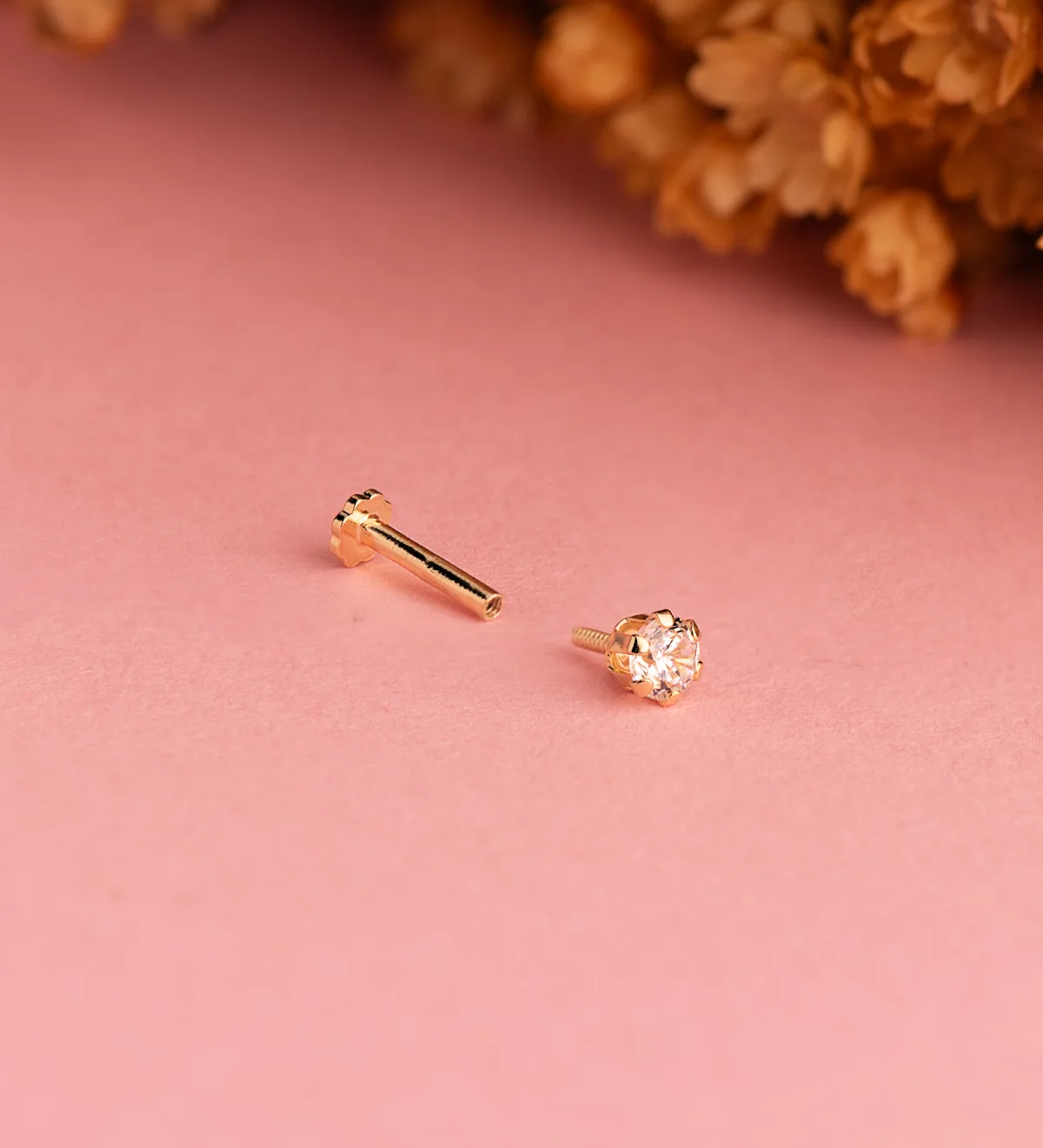 18K PIERCING DE OREJA ORO AMARILLO CIRCONITA CON GARRAS 3,5 MM. GRUESO BARRA 1.20 MM. CIERRE TUERCA — vista 2