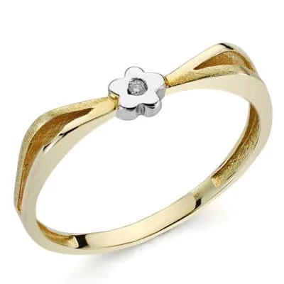 18K SORTIJA ORO BICOLOR DIAMANTE  0.010 QTS. ANCHO: 4MM