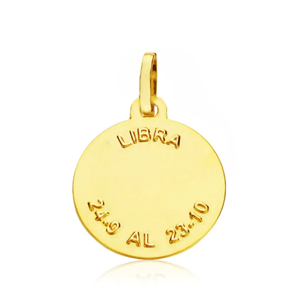 18K PLACA HOROSCOPO ORO AMARILLO LIBRA 16 MM — vista 2