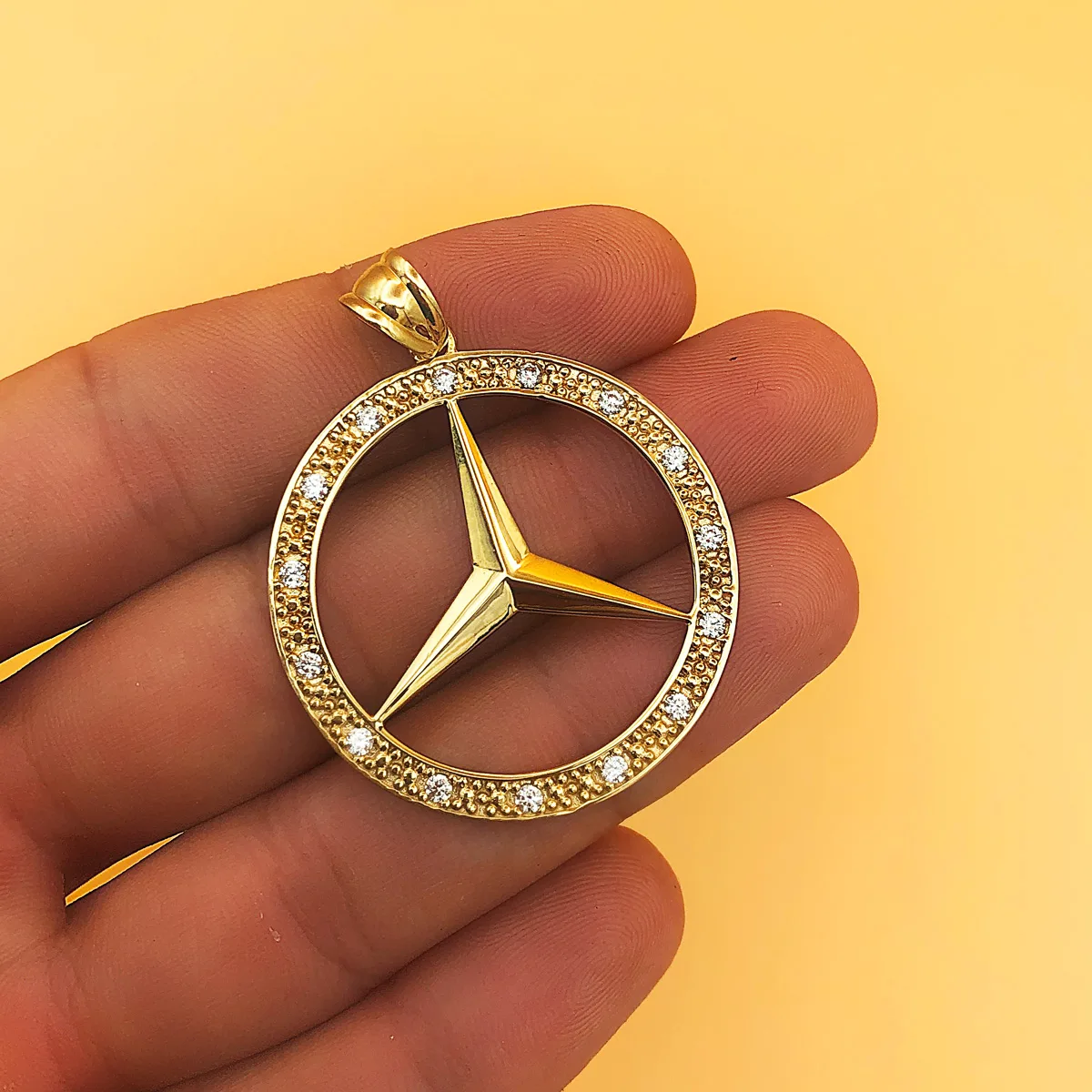18K MEDALLA ORO AMARILLO ESTRELLA CON CERCO Y CIRCONITA 35 MM — vista 3