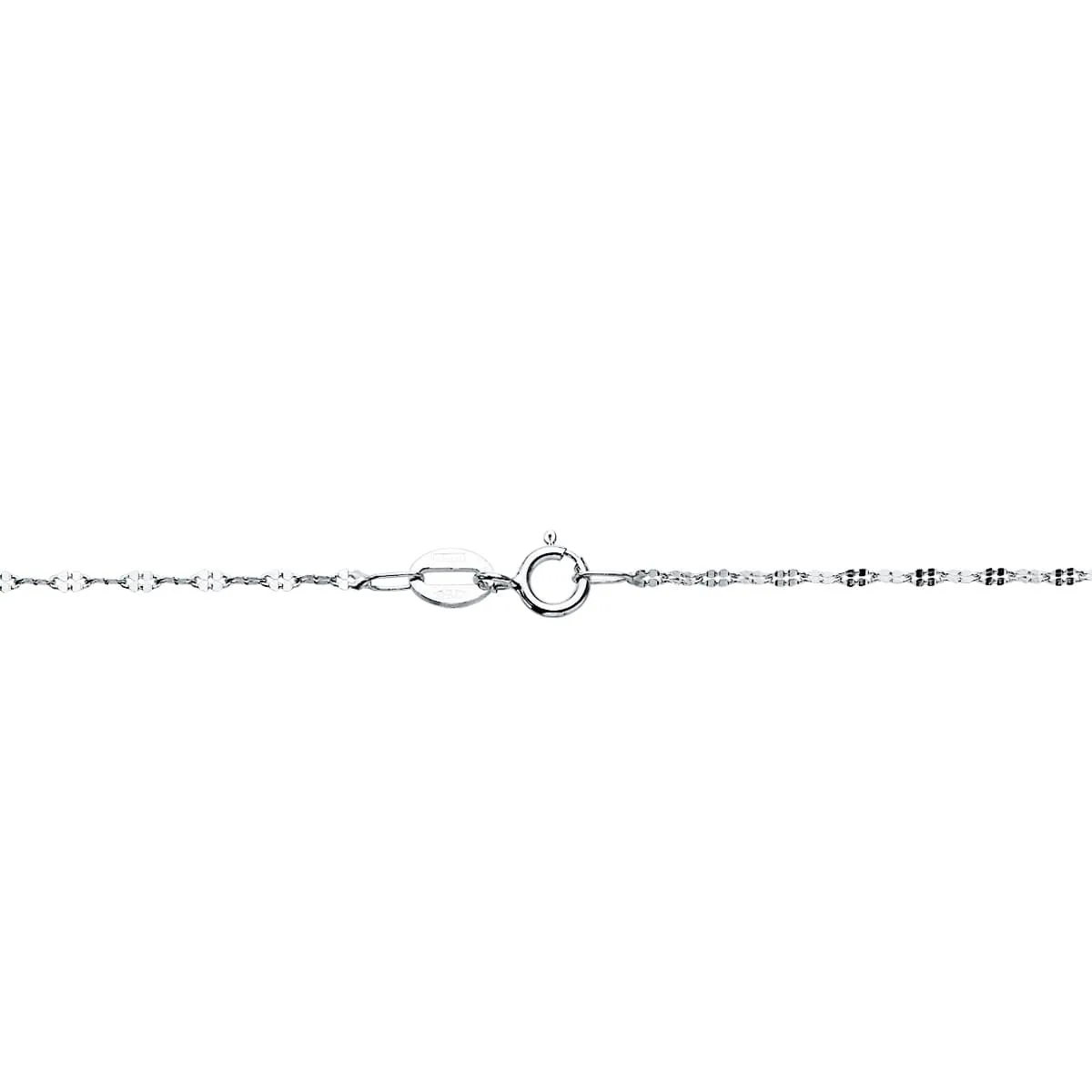 18K CADENA MACIZA ORO BLANCO ESLABONES PLANOS TALLADOS 1.5 MM 40CM — vista 2