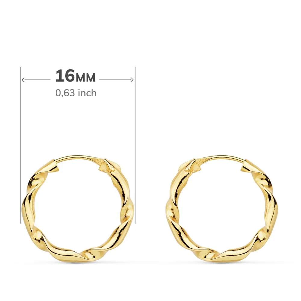 18K AROS ORO AMARILLO HUECOS RETORCIDOS. 16X2 MM — vista 2
