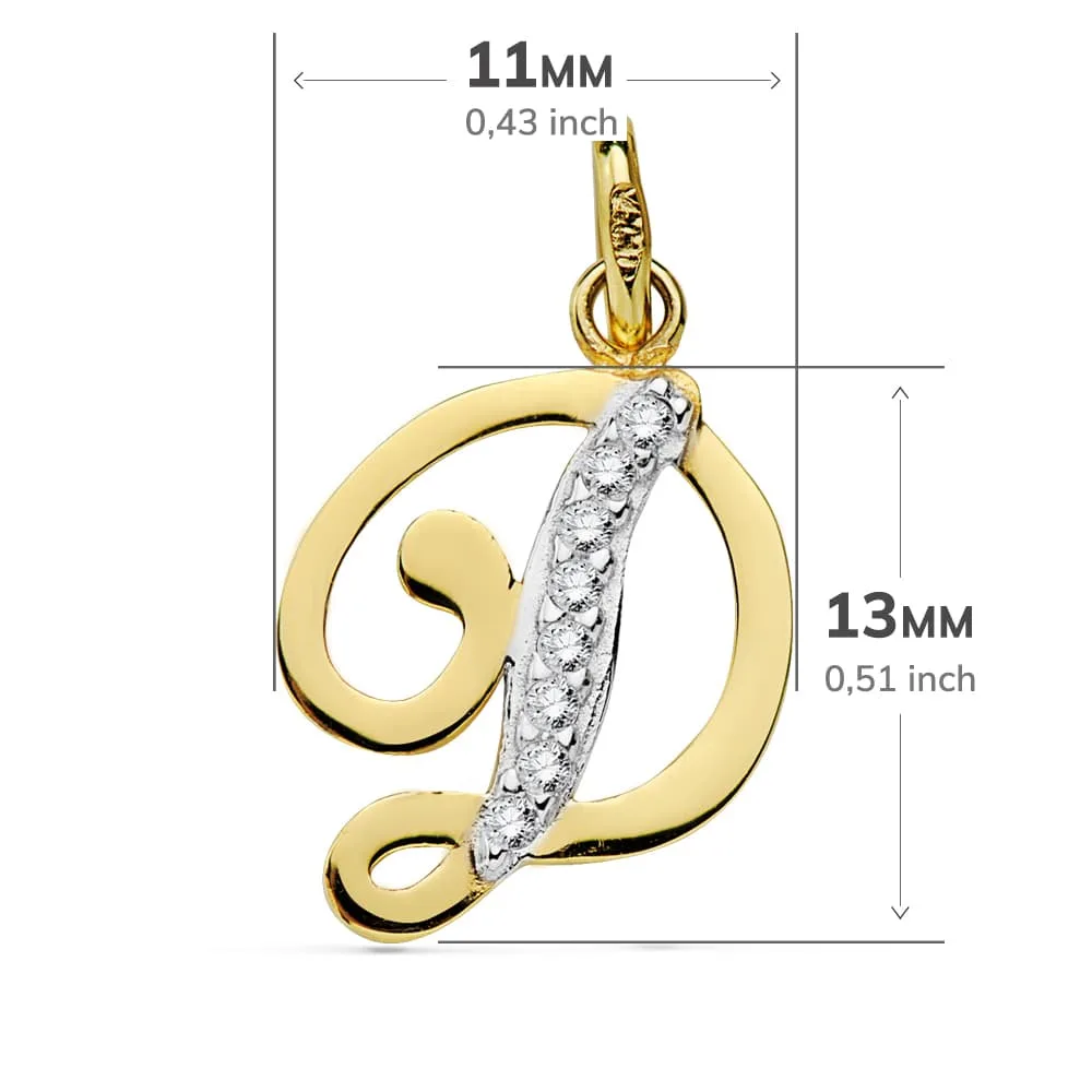 18K COLGANTE ORO BICOLOR LETRA D CIRCONITA 13X11 MM — vista 2