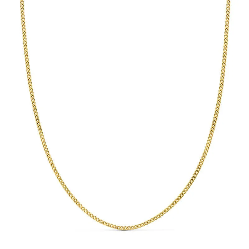 18K CADENA ORO AMARILLO BARBADA HUECA 50CM ANCHO 1.5 MM