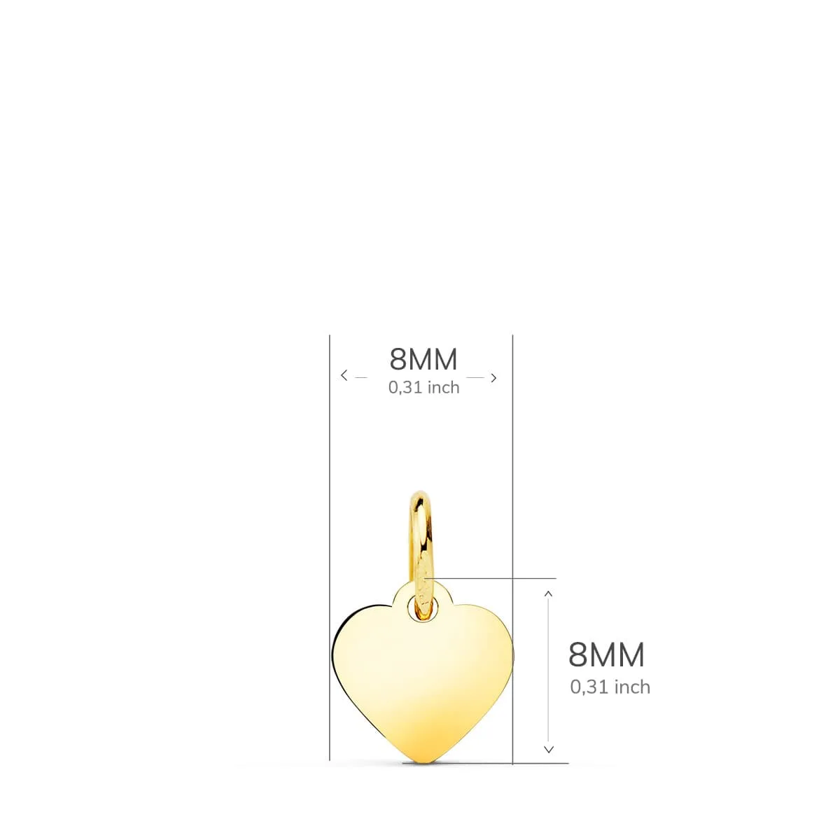 18K COLGANTE PLACA CHAPA ORO AMARILLO CORAZON LISO EN BRILLO 8X8 MM C. AMOR — vista 2