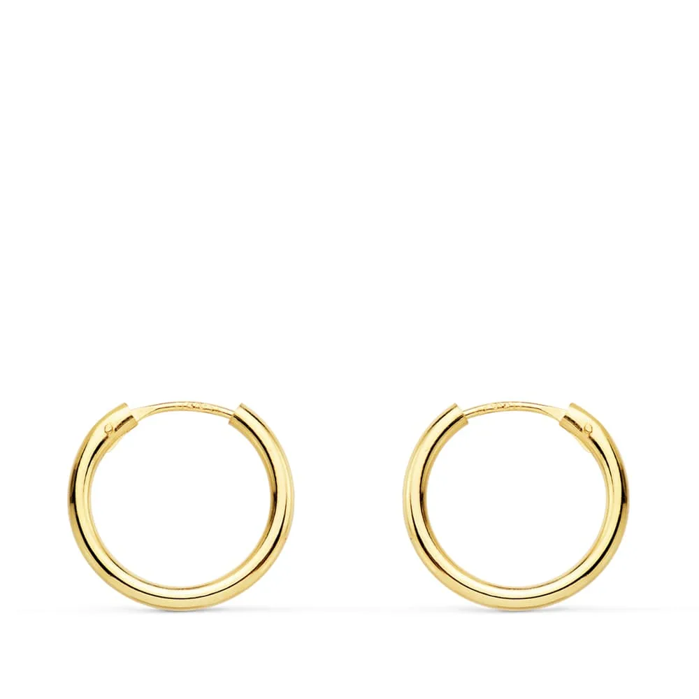 18K AROS ORO AMARILLO REDONDOS LISOS LIGEROS 14X1.50 MM