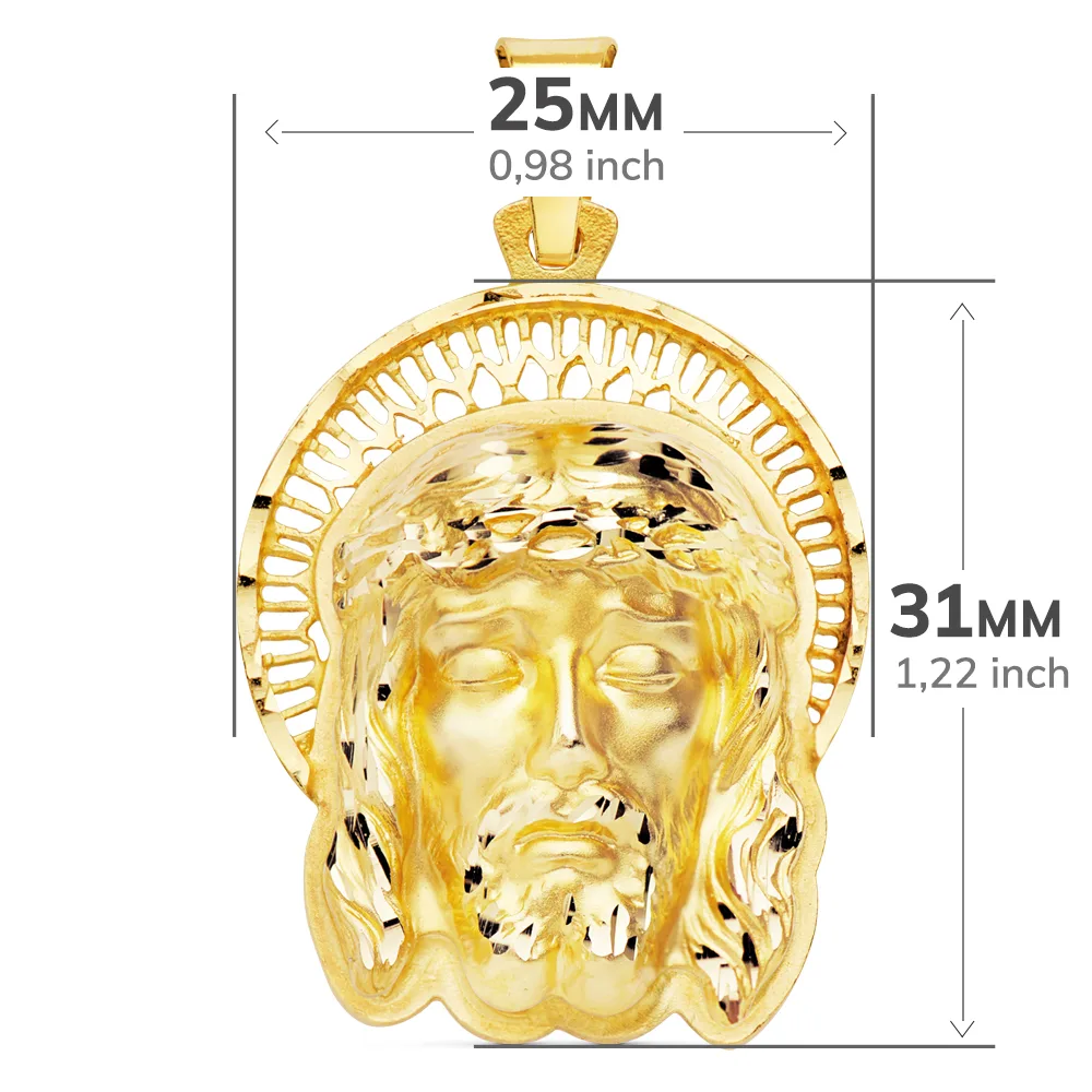 18K COLGANTE ORO AMARILLO CABEZA DE CRISTO  ORLA 35X25 MM — vista 2