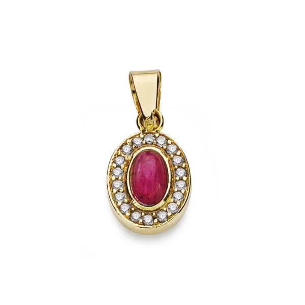 18K COLGANTE ORO AMARILLO PIEDRA ROJA MOTIVO 9X7 MM