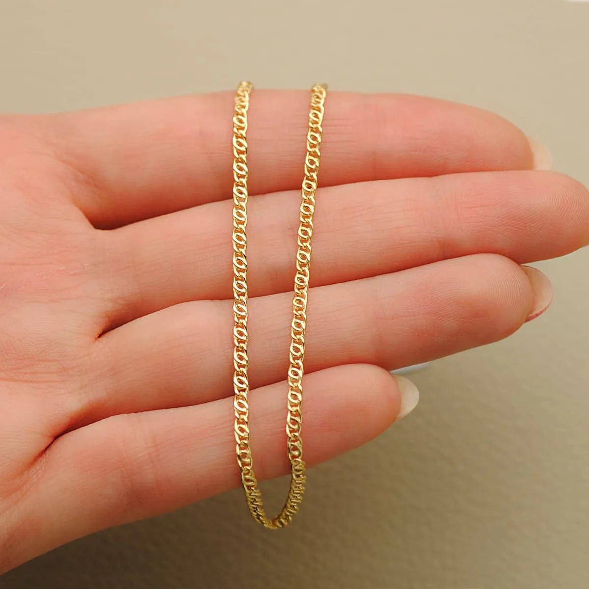 18K CADENA ORO AMARILLO ANCLA HUECA LARGO 50CM ANCHO 2 MM — vista 2