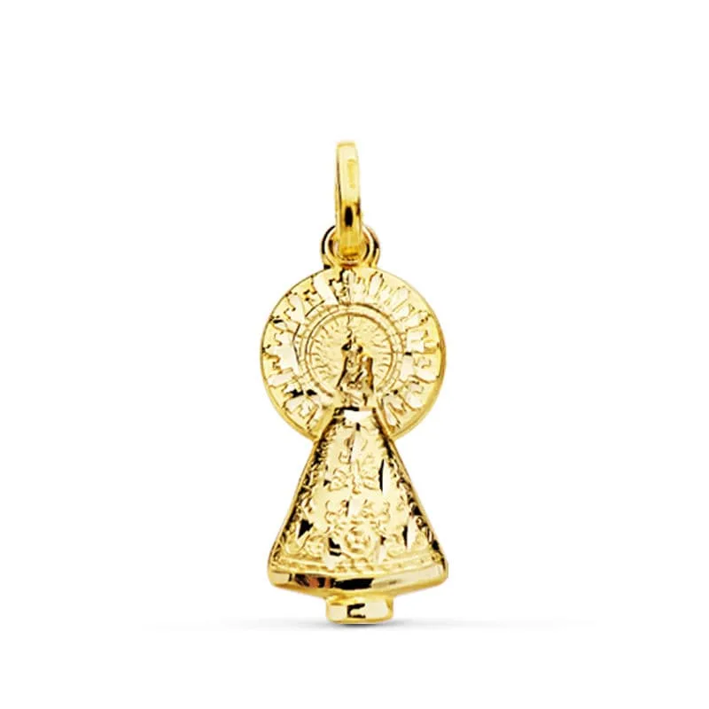 18K MEDALLA ORO AMARILLO VIRGEN DEL PILAR SILUETA 25X11 MM