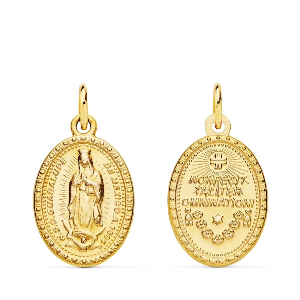 18K MEDALLA ESCAPULARIO ORO AMARILLO VIRGEN DE GUADALUPE OVAL 18X14 MM