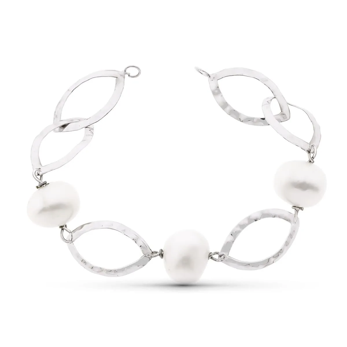 18K PULSERA ORO BLANCO 18CM PERLA CULTIVADAS 14 MM