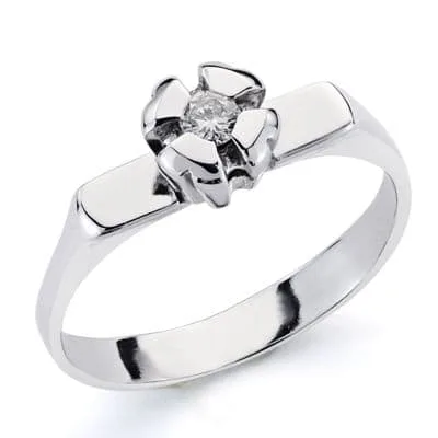 18K SOLITARIO ORO BLANCO CON DIAMANTE TALLA BRILLANTE 0.10 QTES SI-H