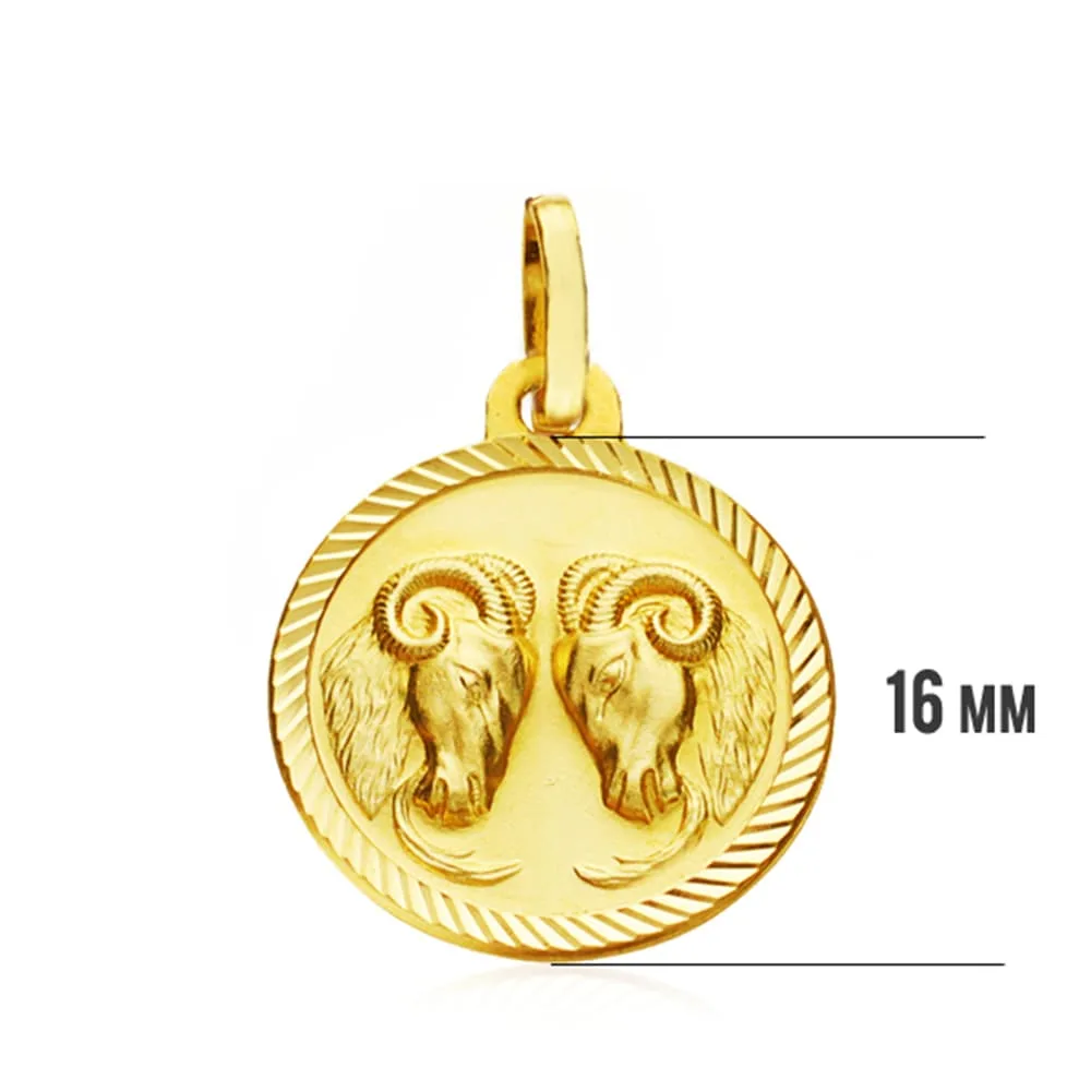 18K COLGANTE HOROSCOPO ORO AMARILLO ORO AMARILLO ARIES 16 MM — vista 3