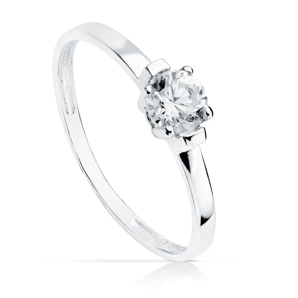18K SOLITARIO ORO BLANCO CIRCONITA 4 MM
