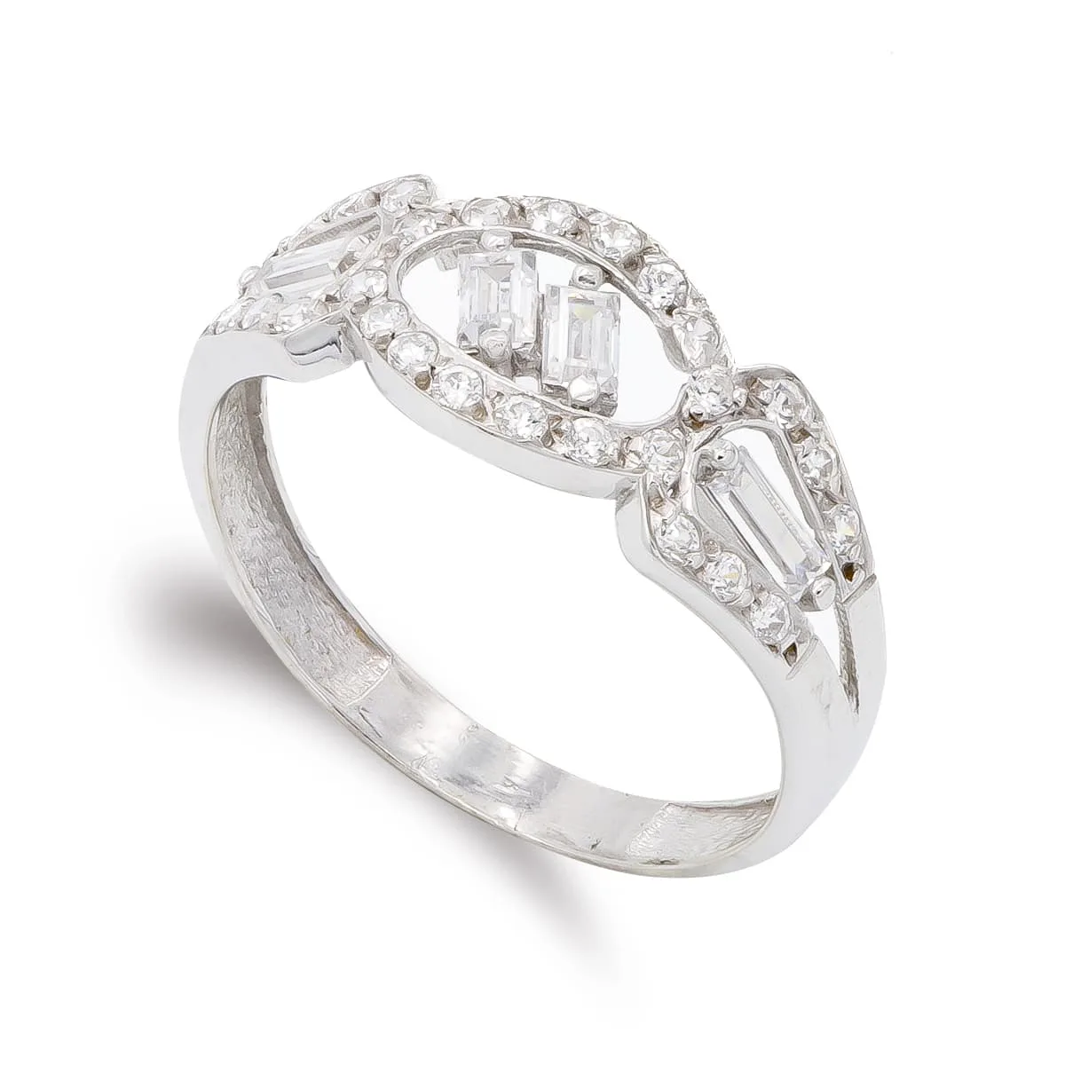 18K SORTIJA ORO BLANCO CON CIRCONITAS. ANCHO: 8 MM