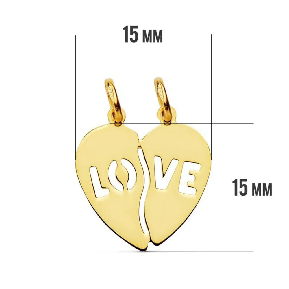 18K COLGANTE ORO AMARILLO CORAZON LOVE. 15X15 MM C. AMOR — vista 2