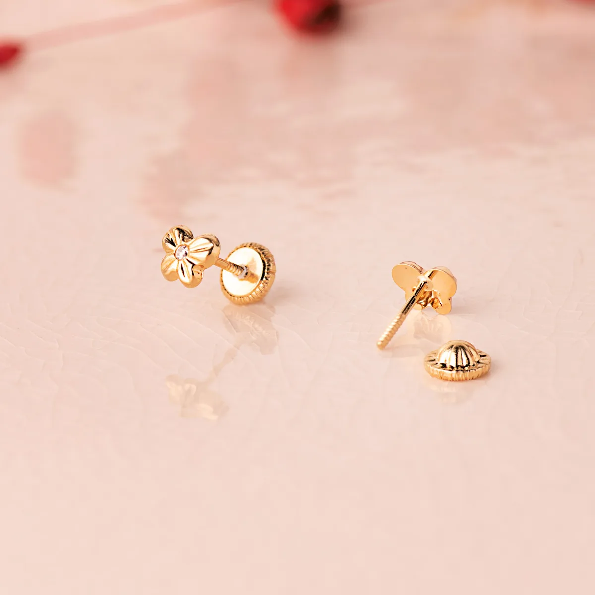 18K PENDIENTES ORO AMARILLO MARIPOSA CON CIRCONITA 5,5 X 4 MM. CIERRE TUERCA — vista 2