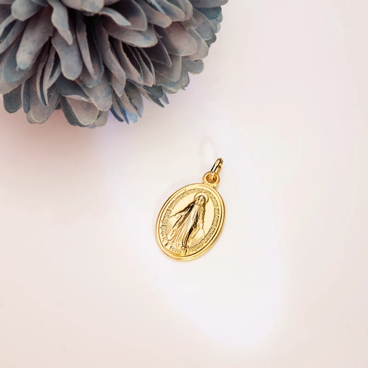18K MEDALLA ORO AMARILLO VIRGEN MILAGROSA OVAL 24 X 14 MM — vista 2