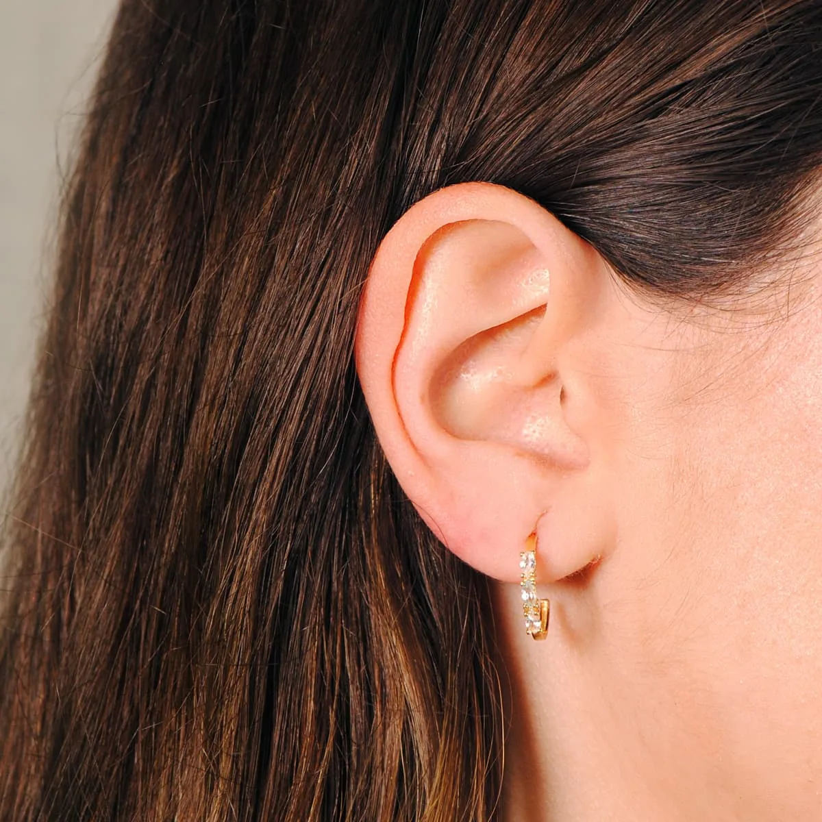 18K PENDIENTES ORO AMARILLO 1 2 ARO AGUAMARINA TALLA MARQUISE. 15X2 MM PRESION — vista 2