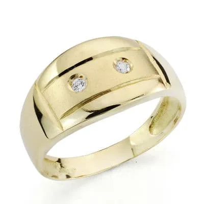 18K SORTIJA ORO AMARILLO MATE Y BRILLO CON CIRCONITAS. ANCHO: 10 MM