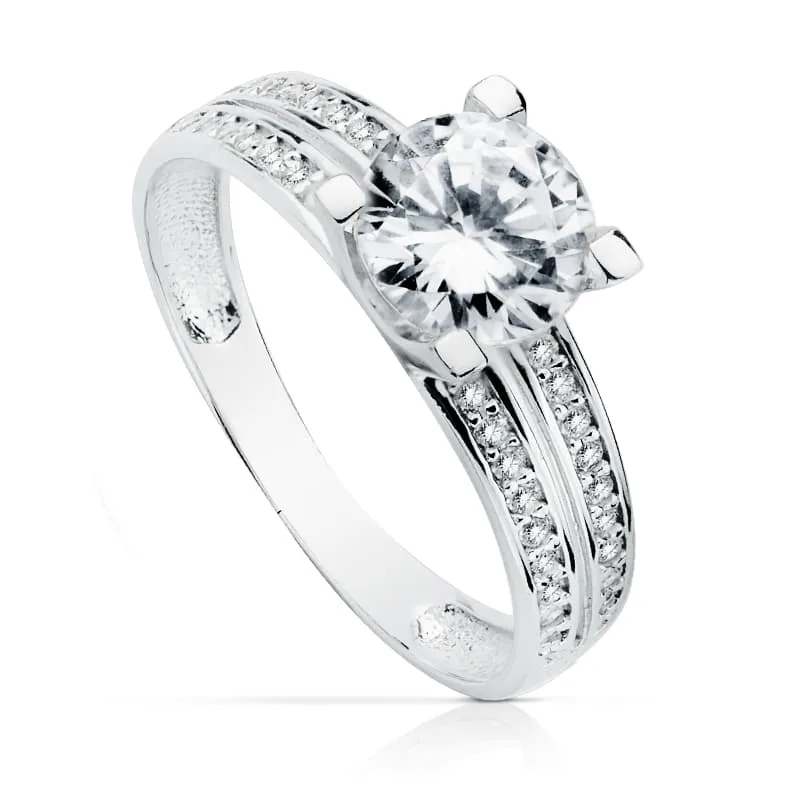 18K SOLITARIO 7 MM ORO BLANCO CIRCONITAS