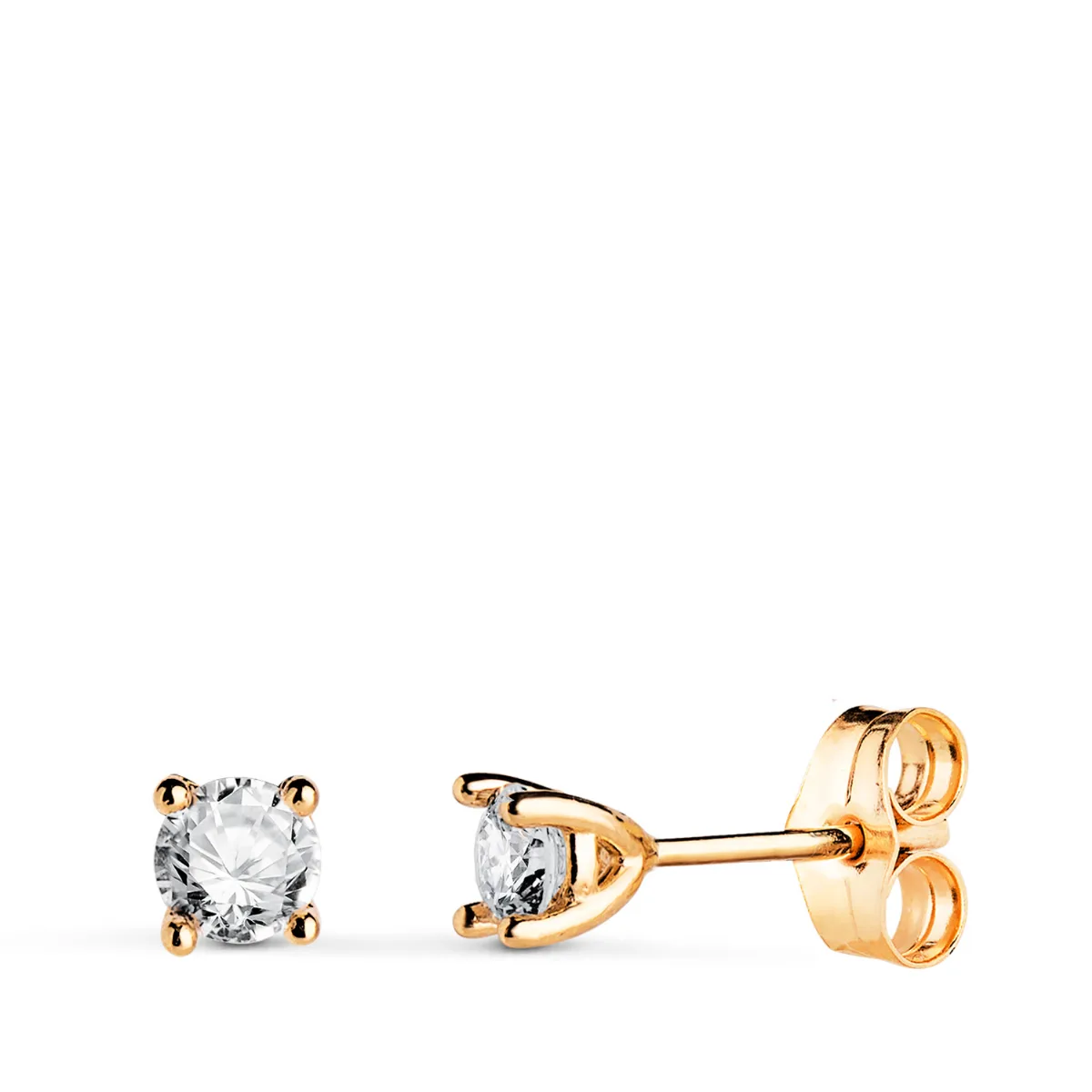 18K PENDIENTES ORO AMARILLO DIAMANTES LABORATORIO TALLA BRILLANTE 4MM 0,400 QTS. VS2-G. 4X4 MM CIERRE PRESION