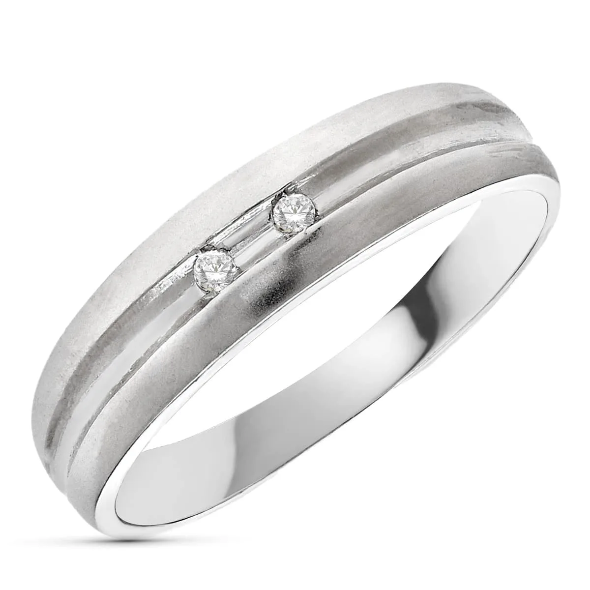 18K SORTIJA ORO BLANCO DIAMANTES TALLA BRILLANTE 0,05 QTS. ANCHO 4,5MM