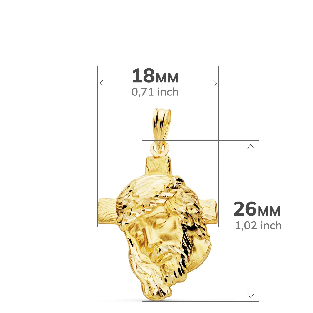 18K COLGANTE ORO AMARILLO CABEZA DE CRISTO  CON CRUZ. 26X18 MM 2.40 GRS — vista 2