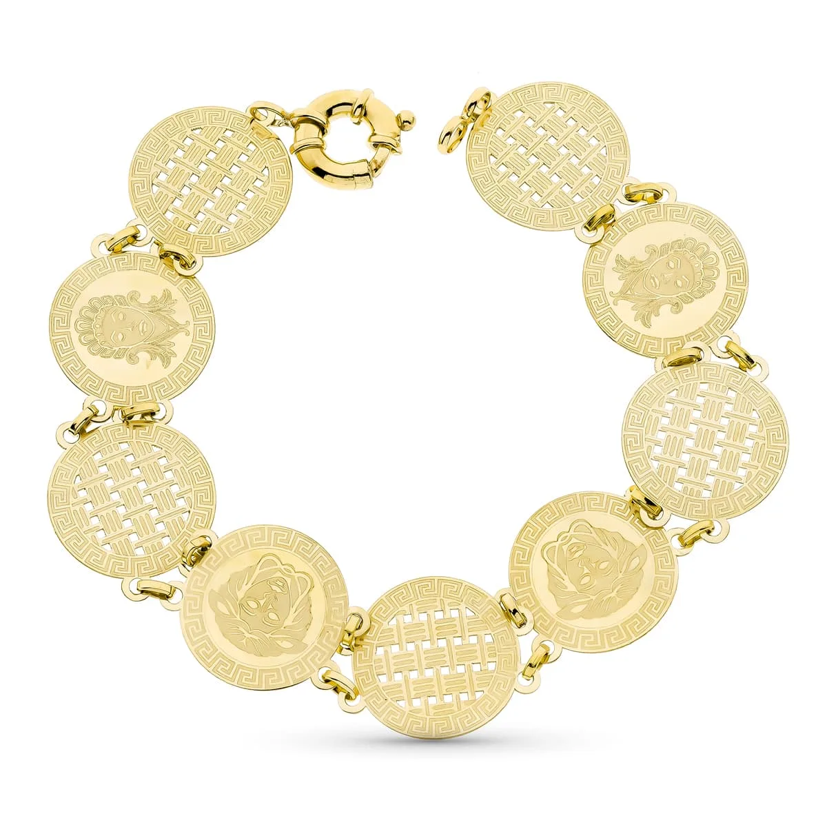 18K PULSERA ORO AMARILLO MONEDA LASER. 20CM