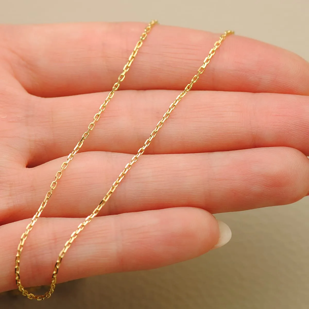 18K CADENA ORO AMARILLO MACIZA  FORZADA LARGO 50CM ANCHO 1 MM — vista 2