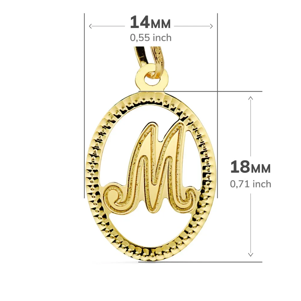 18K COLGANTE ORO AMARILLO INICIAL LETRA M. 21X14 MM — vista 2