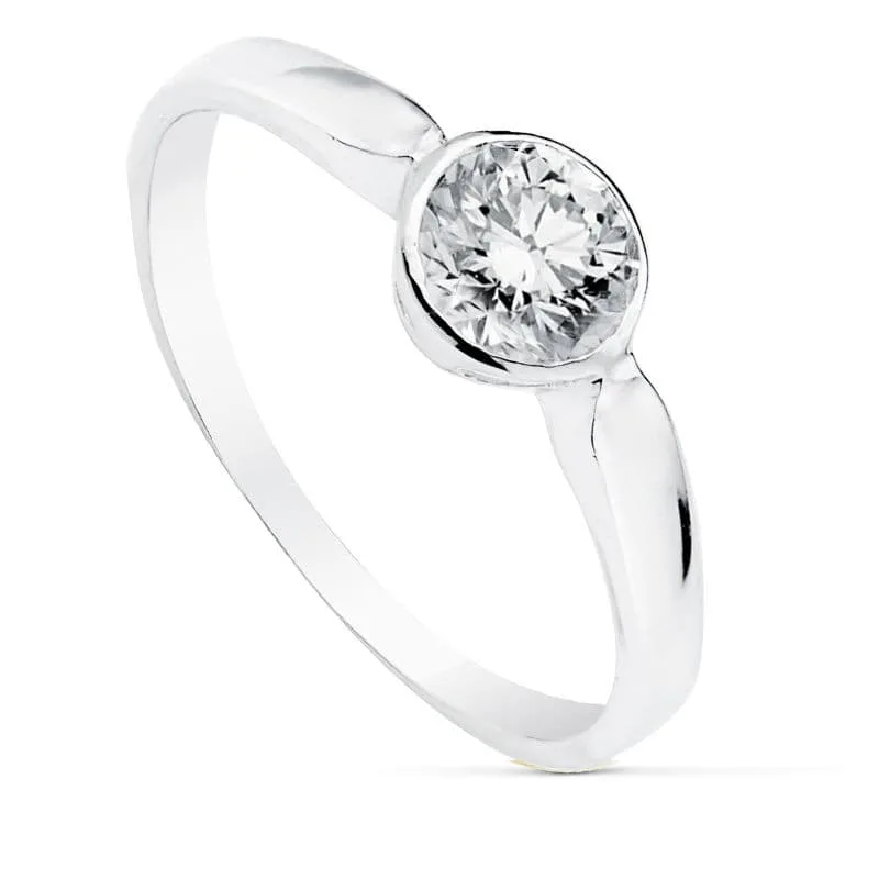 18K SOLITARIO ORO BLANCO CON CIRCONITA DE 6 MM