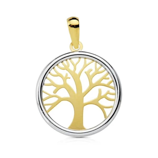 18K COLGANTE BICOLOR ARBOL DE LA VIDA 20 MM