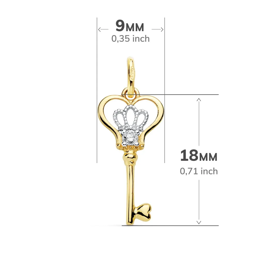 18K COLGANTE LLAVE BICOLOR CIRCONITA 18X9 — vista 2