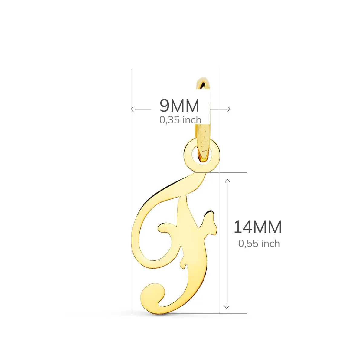 18K COLGANTE ORO AMARILLO LETRA " F " 14X9 MM — vista 2